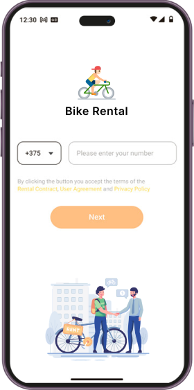 Bike Rental App screen