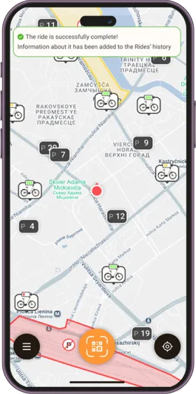 Bike Rental App screen
