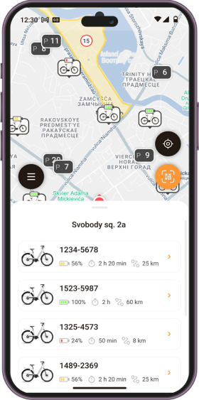 Bike Rental App screen