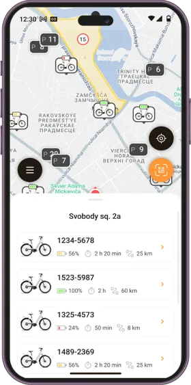 Bike Rental App screen