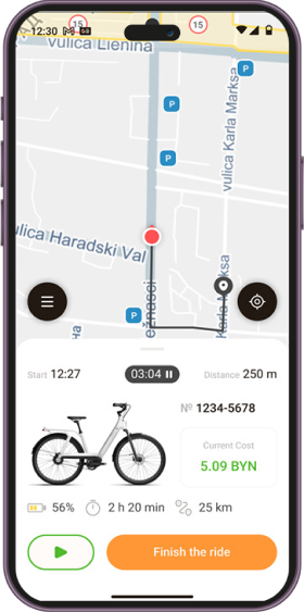 Bike Rental App screen