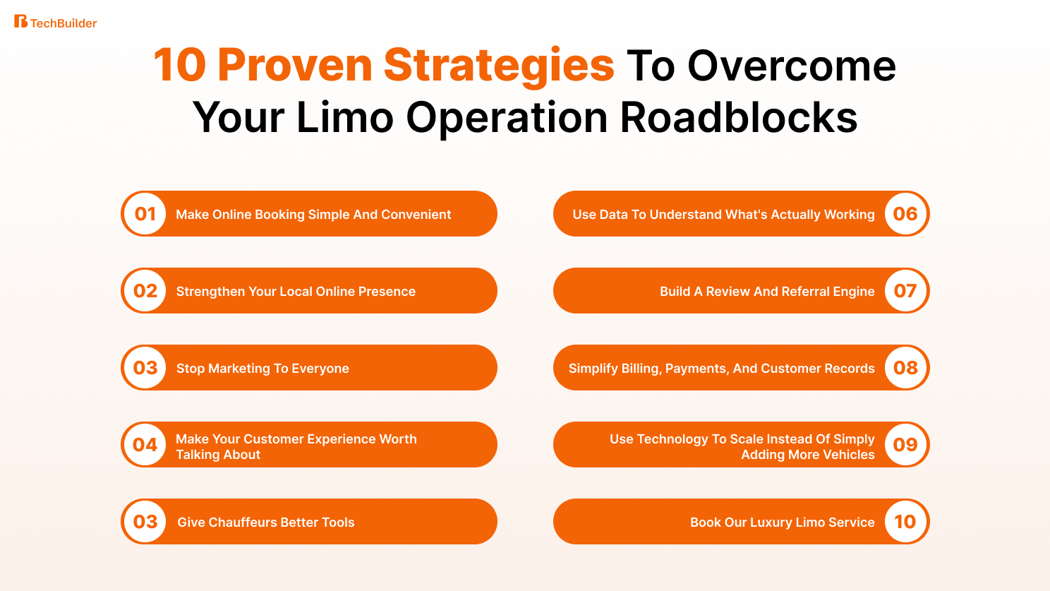 10 Proven Strategies to Overcome your limo operation Roadblocks
