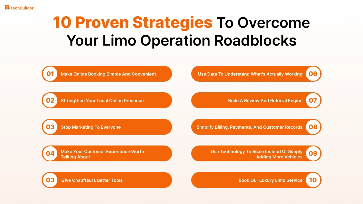 10 Proven Strategies to Overcome your limo operation Roadblocks